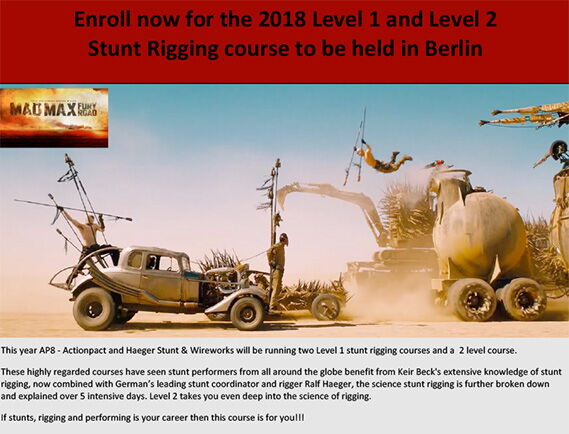 stunt rigging courses - level 1&2 - Europe Berlin February 2018
